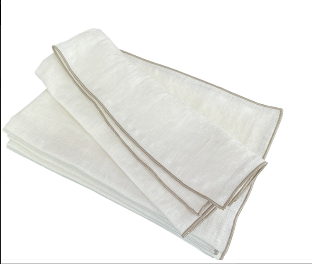 white napkin natural piping