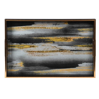 Abstract gold and black tray