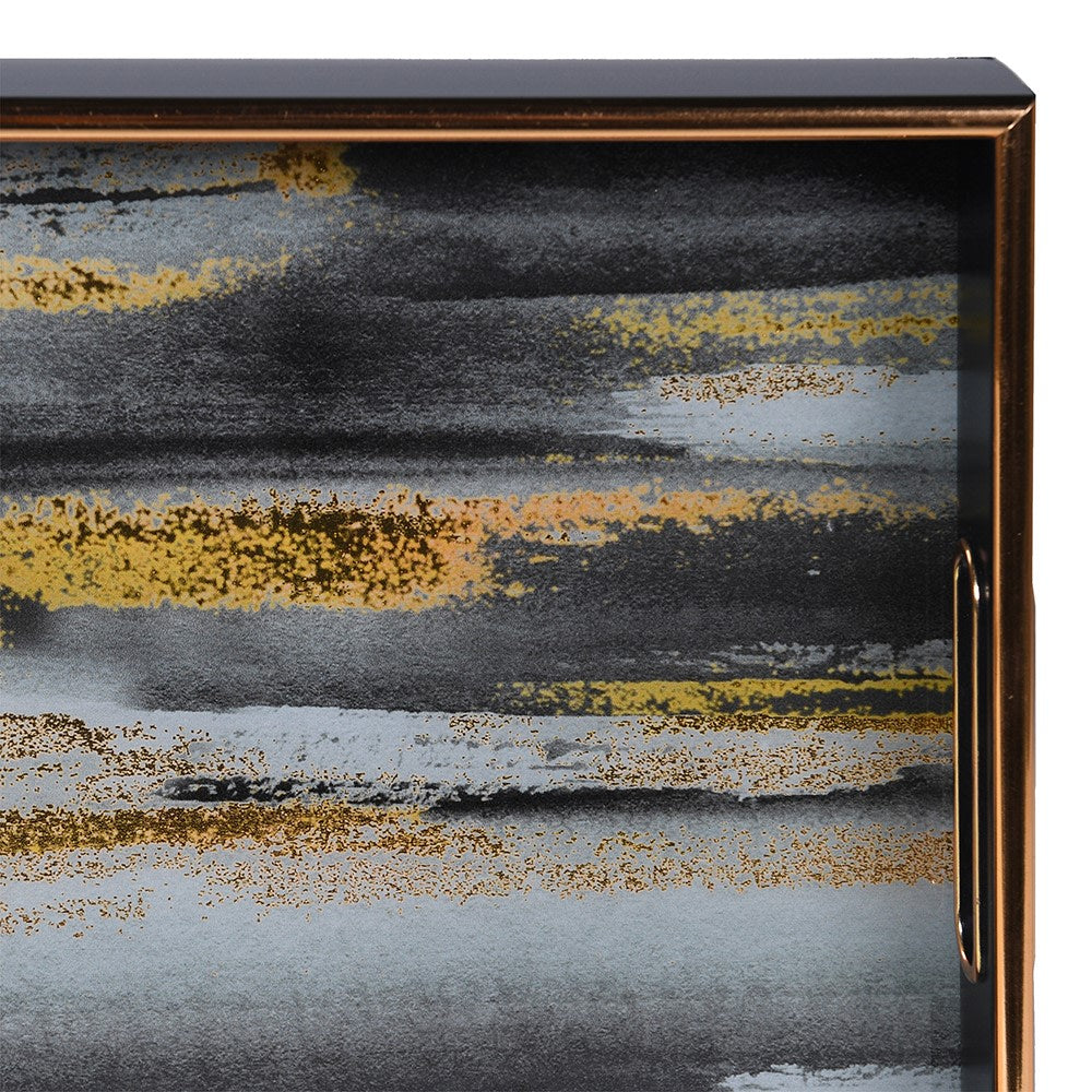 Abstract gold and black tray