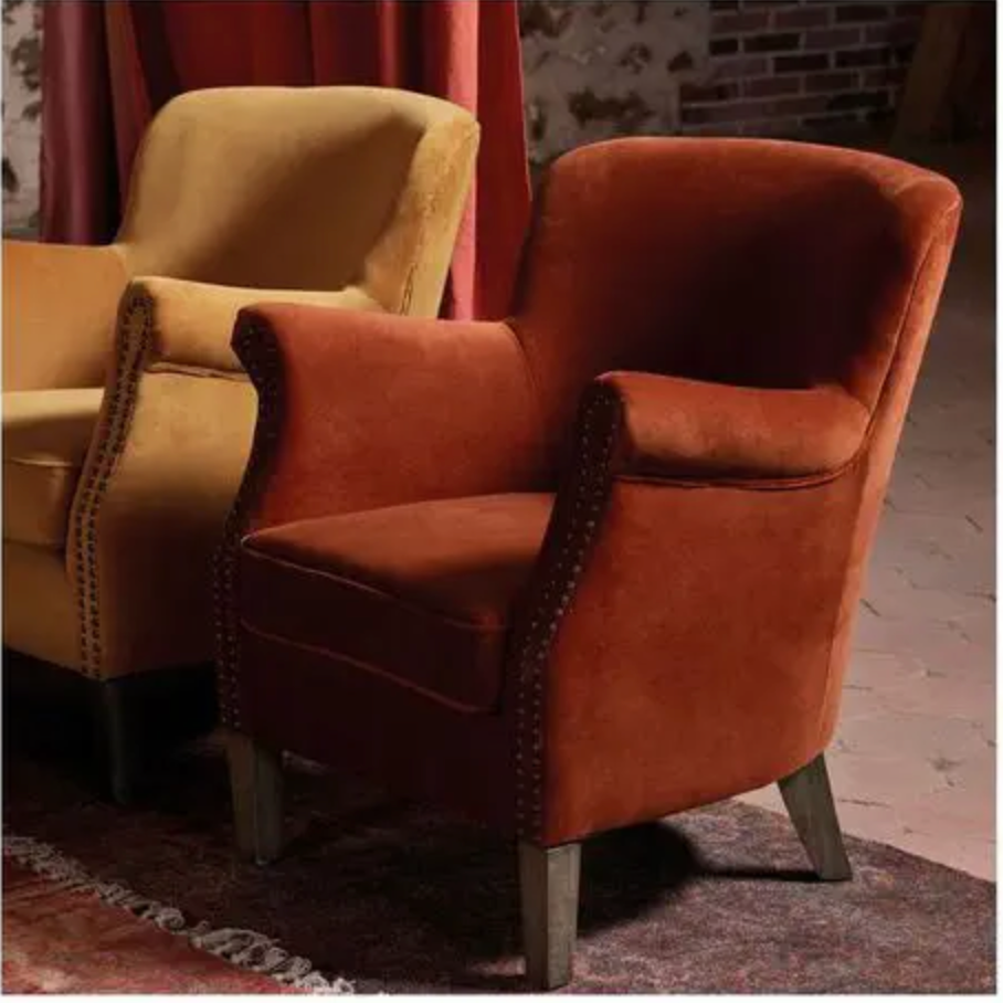 Claude Burnt-Orange Velvet Armchair