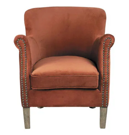 Claude Burnt-Orange Velvet Armchair