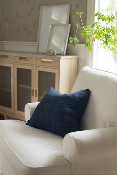 Himla Hannein Crinkle Linen Cushion Denim