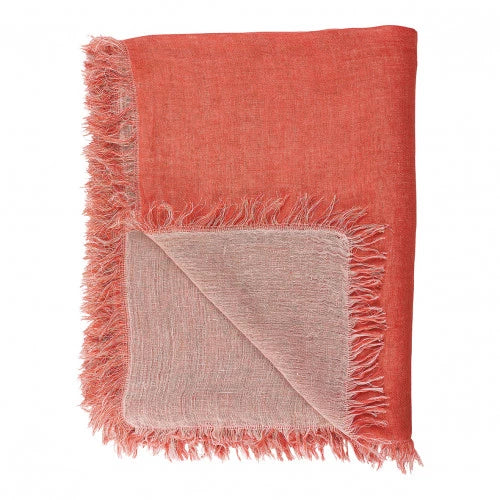 Lea Burnt-Orange Creased-Linen Throw