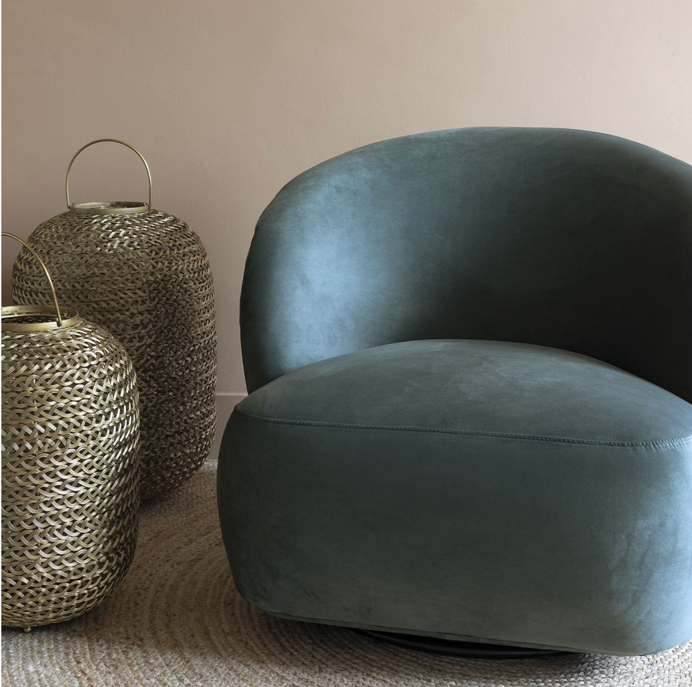 Lisette Peacock-Velvet Swivel Chair