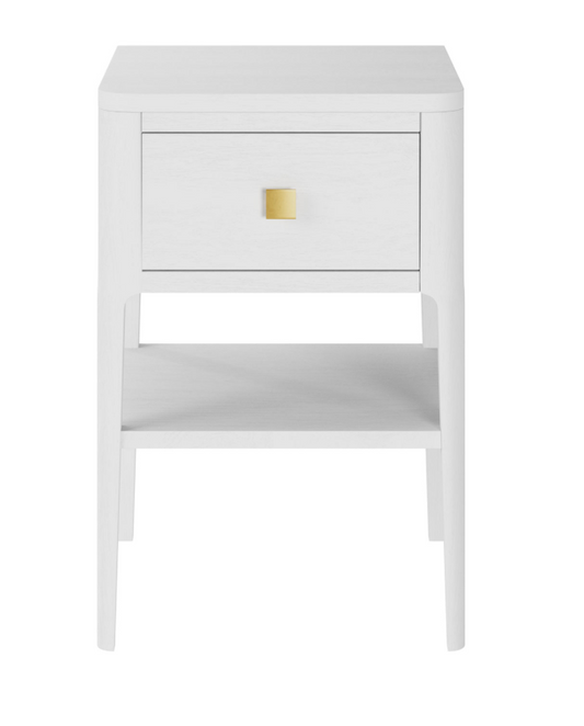 One Drawer White Bedside Table With Shelf