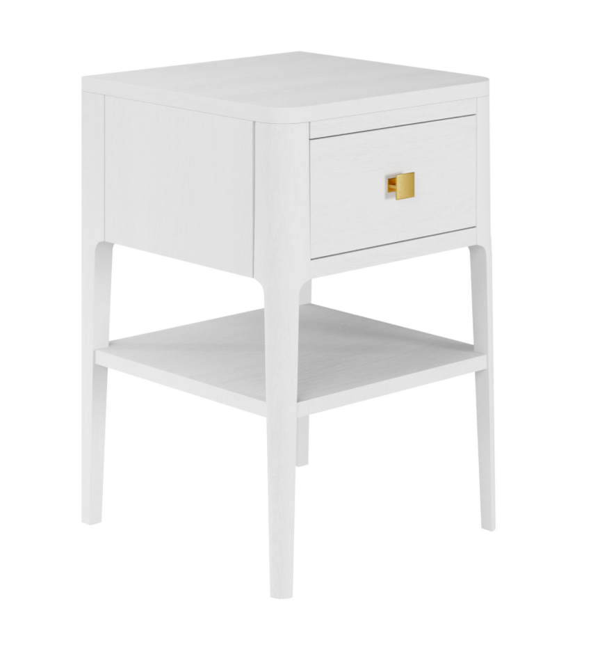 One Drawer White Bedside Table With Shelf