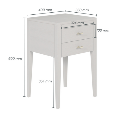 Radford Bedside | Grey | 2 Drawers