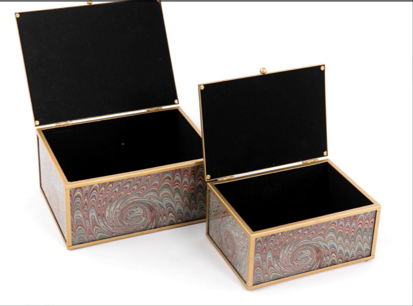 Set Of 2 Patterned Glass Boxes