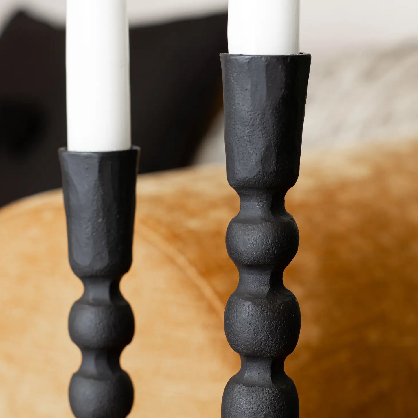 Set-Of-3 Black Hammered Candle Holders