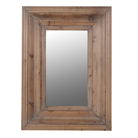 Reclaimed-wood rectangular wooden mirror