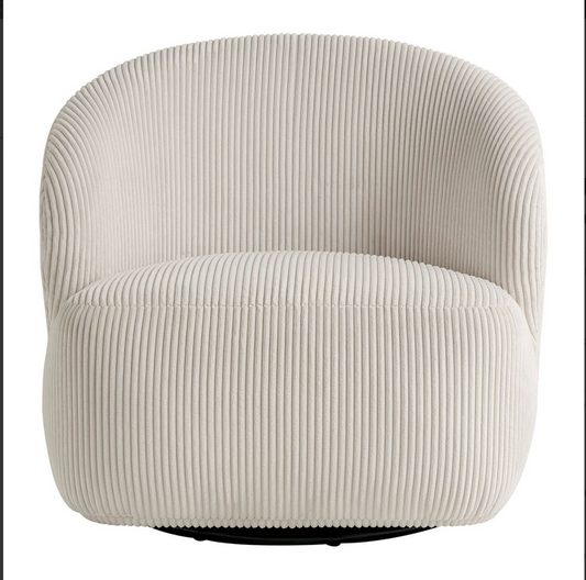 Lisette Swivel Chair Cream Ribbed Velvet