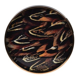 Pheasant feather lacquer tray