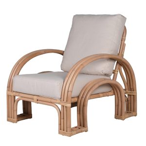 Beige bamboo lounge chair