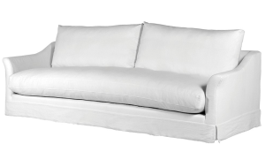 White cotton slope-arm sofa