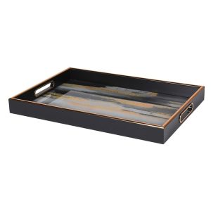 Abstract gold and black tray