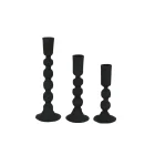 Set-of-3 Black hammered candle holders 